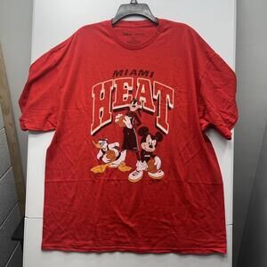 Miami Heat Mens Size Xl Junk Food Disney Red Shirt Mickey Donald Goofy